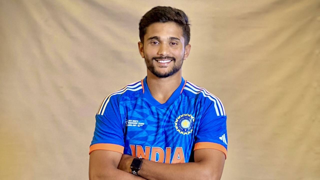Nitish Kumar Reddy poses for the cameras, ACC Men's Emerging Teams Cup, Colombo, July 11, 2023