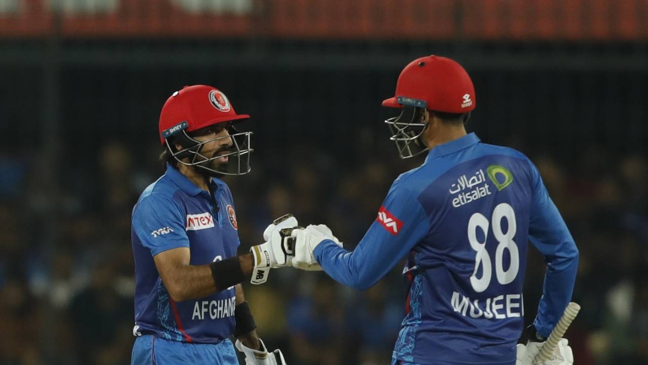 Karim Janat and Mujeeb Ur Rahman added 30 off 12 balls for the seventh wicket, India vs Afghanistan, 2nd T20I, Indore, January 14, 2024
