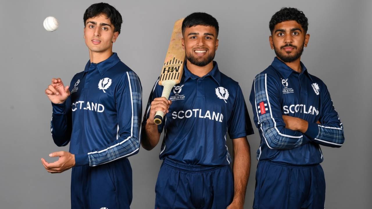 Ibrahim Faisal, Uzair Ahmad and Qasim Khan pose, Under-19 Men's World Cup 2024, Johannesburg, January 12, 2024