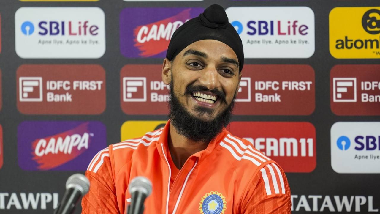 Arshdeep Singh was in a cheerful mood at the pre-match press conference, Bengaluru, January 16, 2024