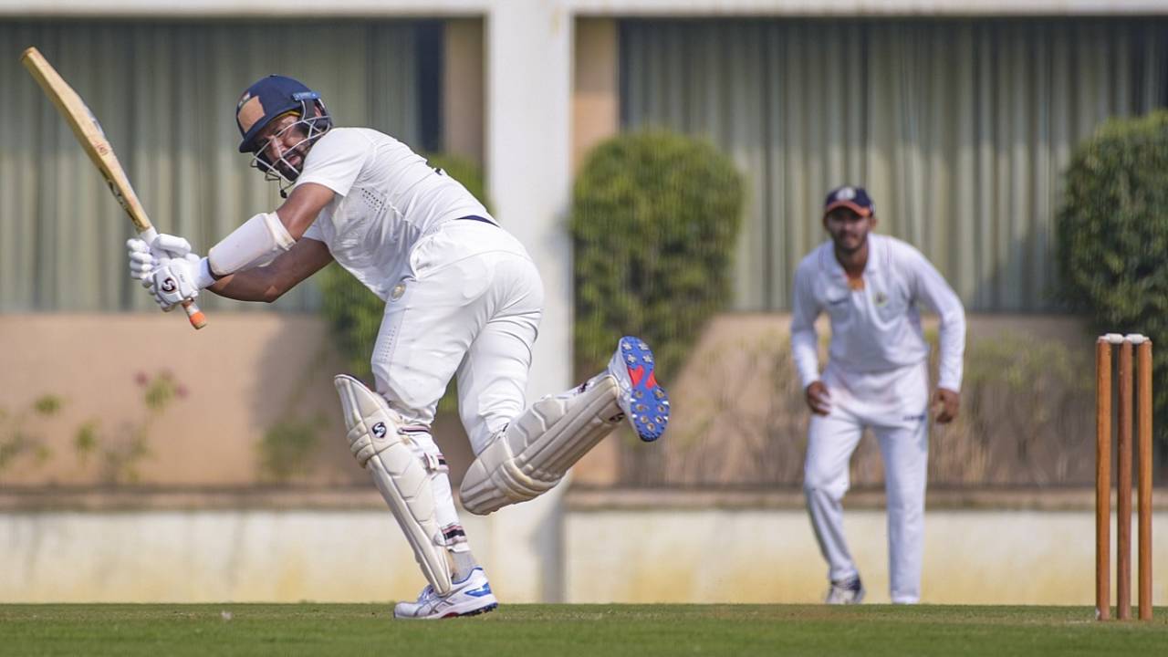 Cheteshwar Pujara made 43 against Vidarbha, Vidarbha vs Saurashtra, Ranji Trophy, Elite Group A, Nagpur, January 19, 2024