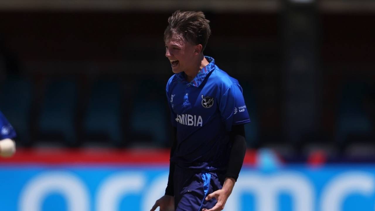 Jack Brassell celebrates a wicket , Australia vs Namibia, Under-19 World Cup, Kimberley, January 22, 2024