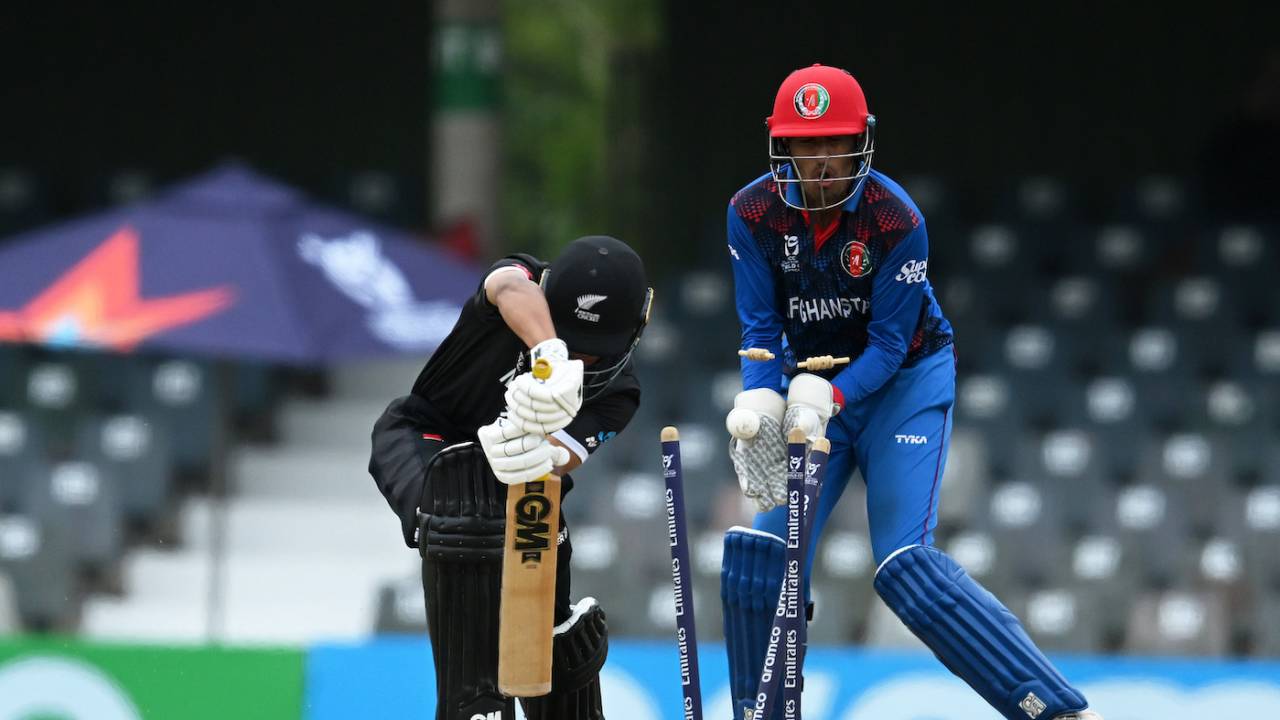 Oliver Tewatiya bagged a first-ball duck, New Zealand vs Afghanistan, Under-19 World Cup 2024, East London, January 23, 2024