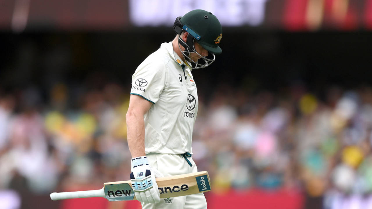 Steven Smith walks back after being dismissed cheaply by Kemar Roach, Australia vs West Indies, 2nd Test, Brisbane, 2nd day, January 26, 2024