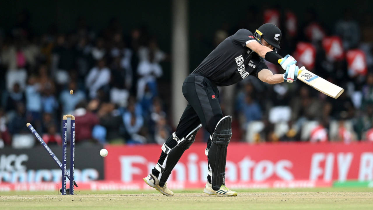 Luke Watson loses his stumps to Ubaid Shah, New Zealand vs Pakistan, Men's Under-19 World Cup, East London, January 27, 2024