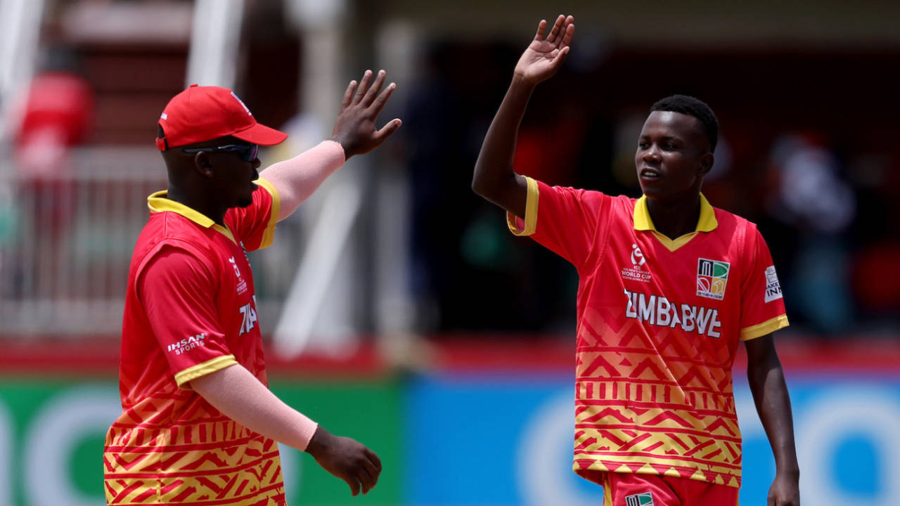 Ryan Simbi picked up three middle-order wickets during his 3 for 20, Namibia vs Zimbabwe, Men's Under-19 World Cup, Kimberley, January 27, 2024