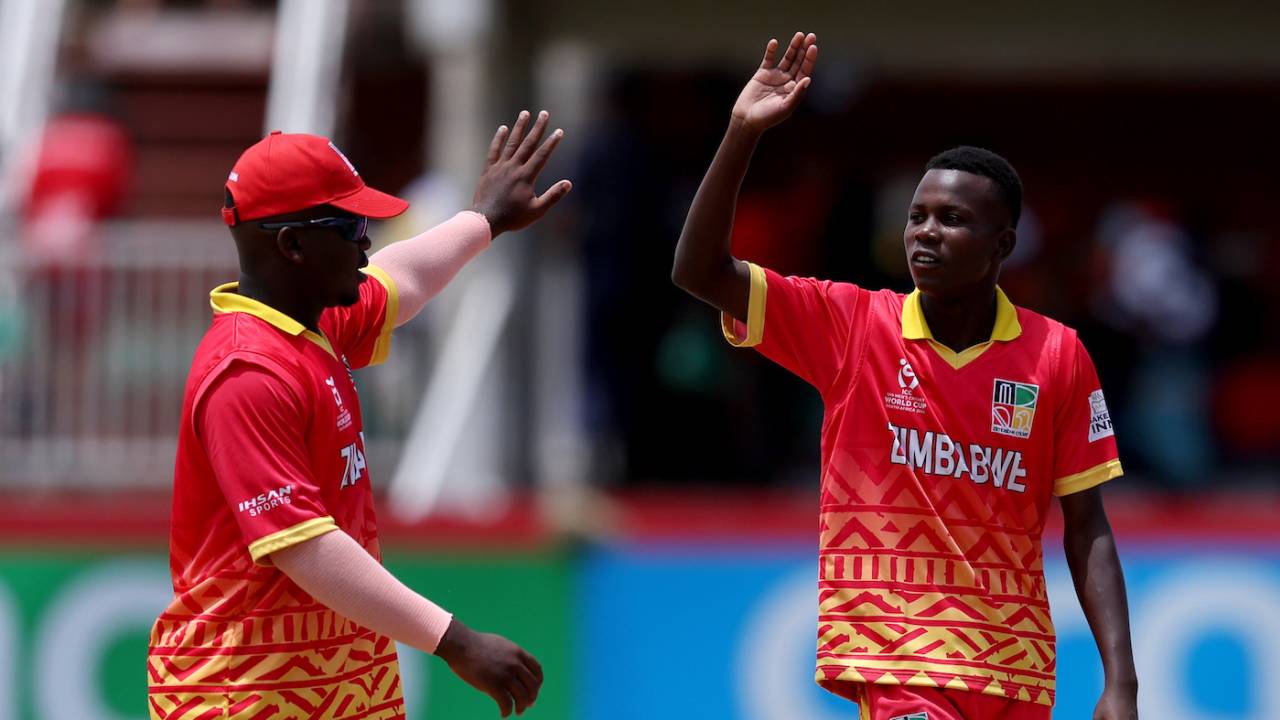 Ryan Simbi picked up three middle-order wickets during his 3 for 20, Namibia vs Zimbabwe, Men's Under-19 World Cup, Kimberley, January 27, 2024