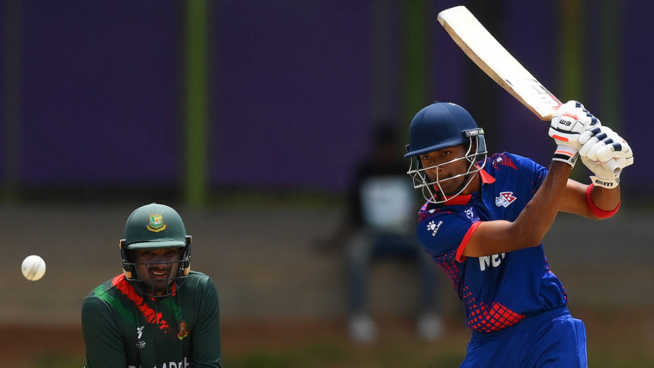 Dev Khanal played his part in repairing Nepal's innings, Bangladesh vs Nepal, Under-19 World Cup Super Six, Bloemfontein, January 31, 2024