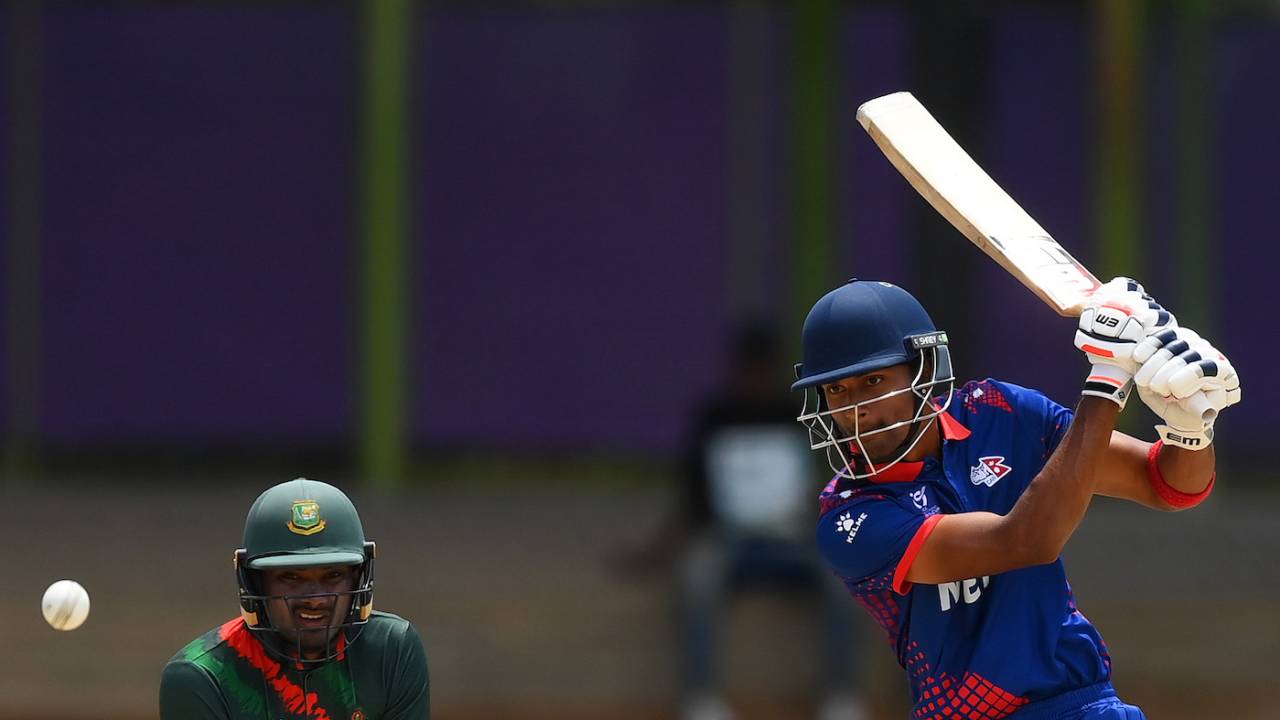 Dev Khanal played his part in repairing Nepal's innings, Bangladesh vs Nepal, Under-19 World Cup Super Six, Bloemfontein, January 31, 2024