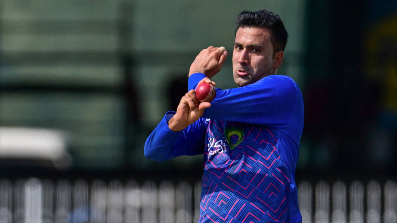 Mohammad Saleem has a bowl before the Test match, Sri Lanka vs Afghanistan, Only Test, Colombo, February 1, 2024