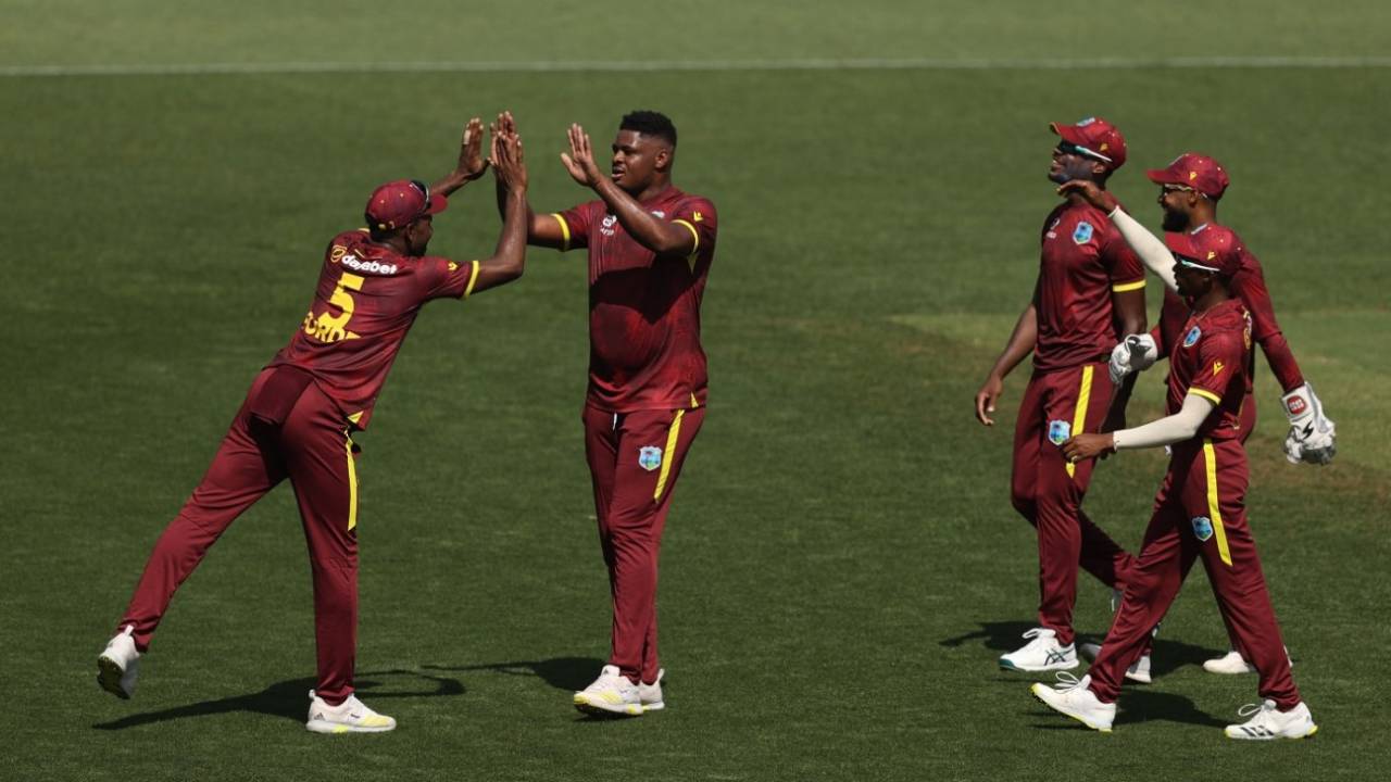 Oshane Thomas celebrates the wicket of Cameron Green, Australia vs West Indies, 2nd ODI, Sydney, February 04, 2024
