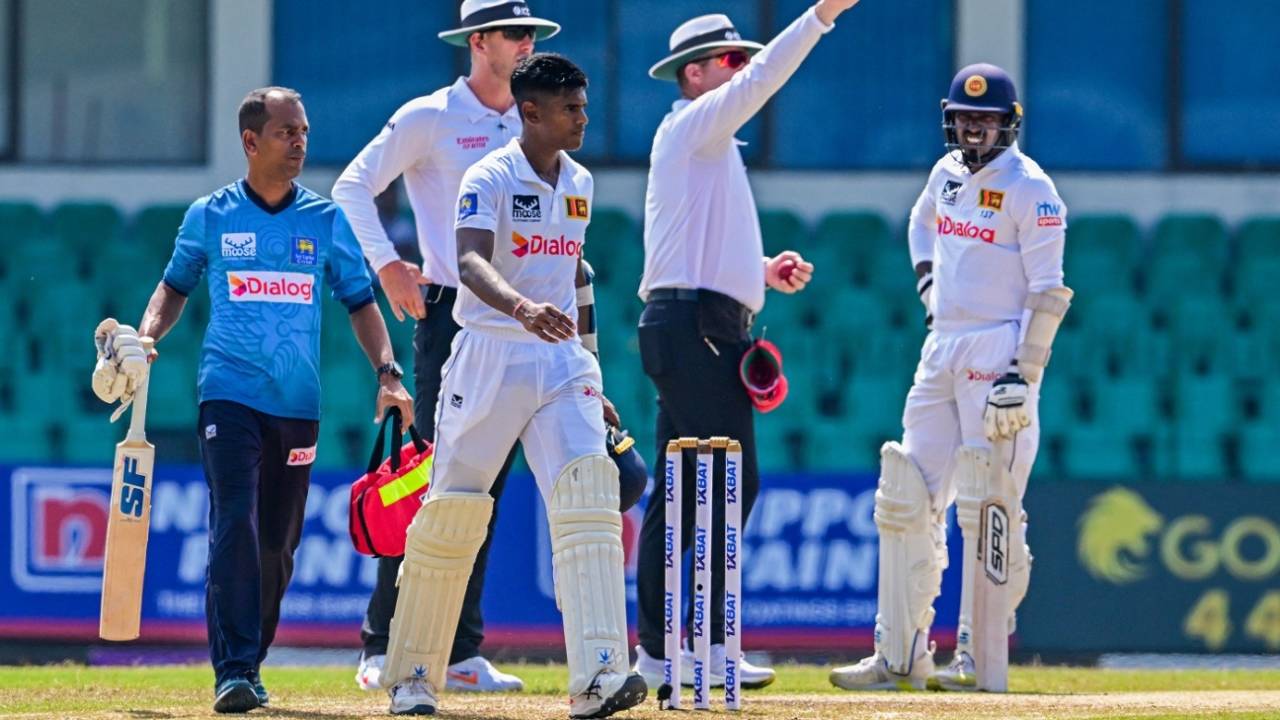 Chamika Gunasekara retired hurt with a concussion, Sri Lanka vs Afghanistan, Only Test, Colombo, 3rd day, February 4, 2024