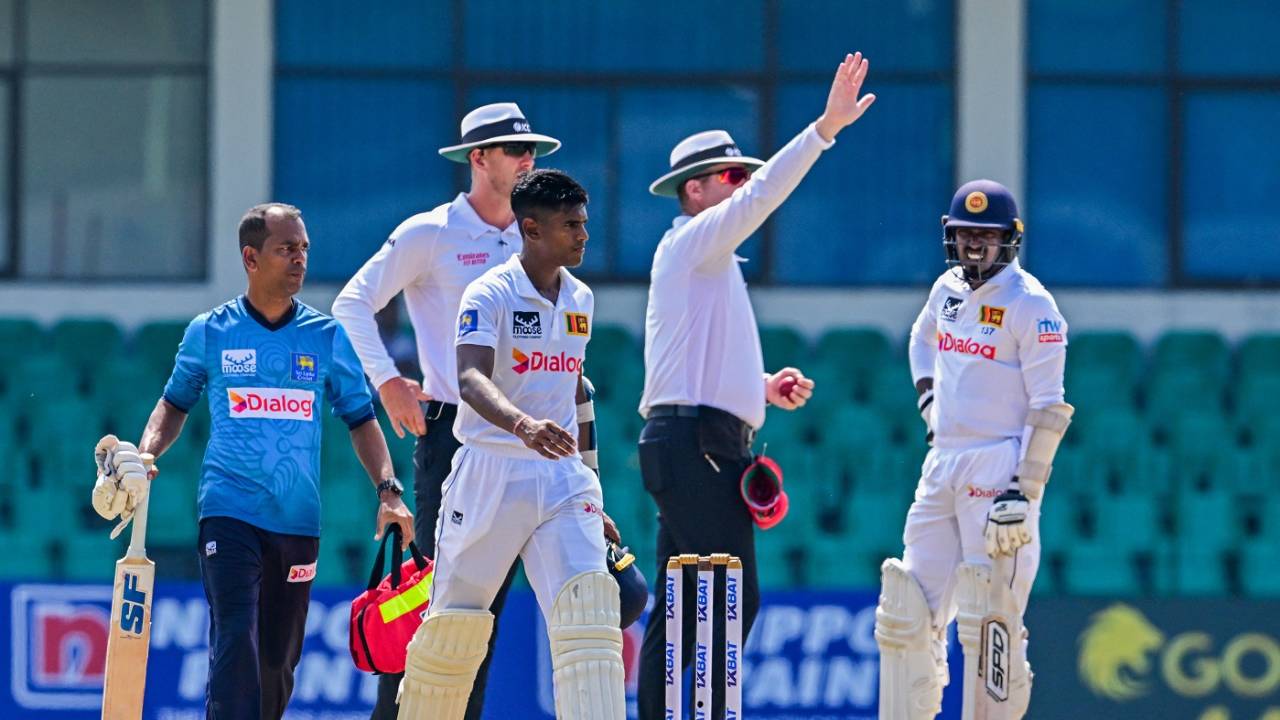 Chamika Gunasekara retired hurt with a concussion, Sri Lanka vs Afghanistan, Only Test, Colombo, 3rd day, February 4, 2024
