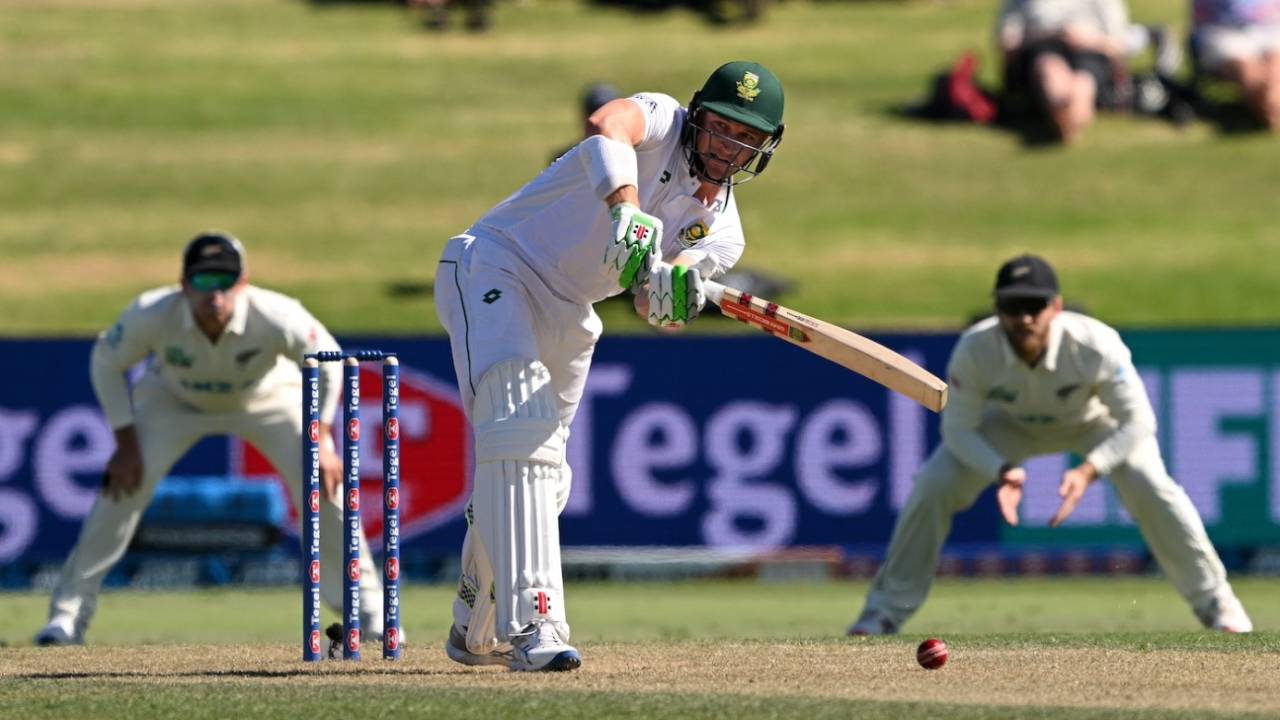 Edward Moore did the bulk of the scoring early on in the opening stand, New Zealand vs South Africa, 1st Test, Mount Maunganui, 2nd day, February 5, 2024