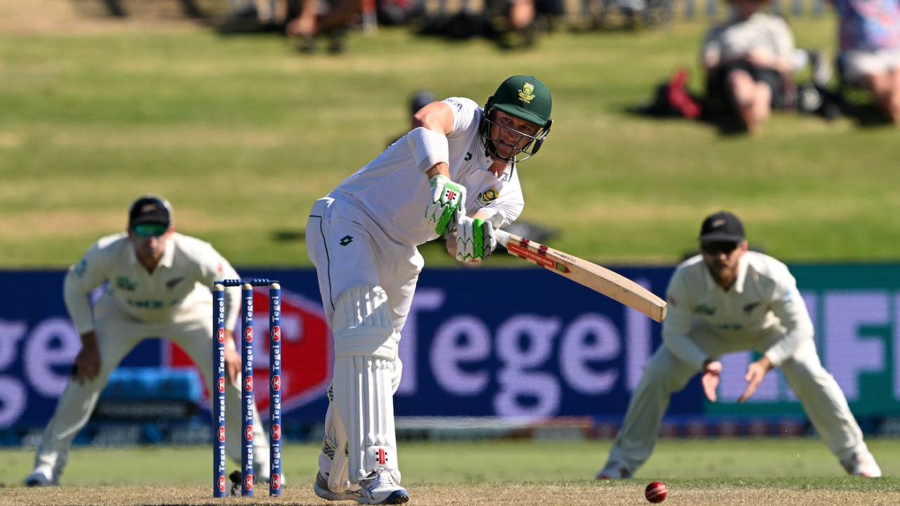 Edward Moore did the bulk of the scoring early on in the opening stand, New Zealand vs South Africa, 1st Test, Mount Maunganui, 2nd day, February 5, 2024