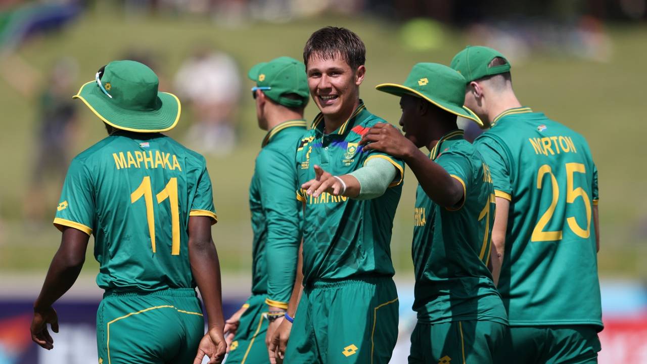 Tristan Luus dented India with three wickets in his opening spell, South Africa vs India, 1st semi-final, Under-19 World Cup, Benoni, February 6, 2024