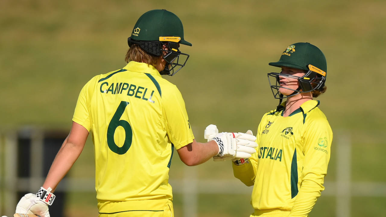 Tom Campbell and Oliver Peake had a good stand for the sixth wicket, Australia vs Pakistan, Under-19 World Cup 2024, 2nd semi-final, Benoni, February 8, 2024