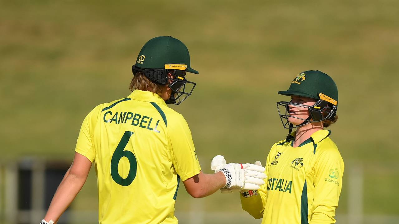 Tom Campbell and Oliver Peake had a good stand for the sixth wicket, Australia vs Pakistan, Under-19 World Cup 2024, 2nd semi-final, Benoni, February 8, 2024
