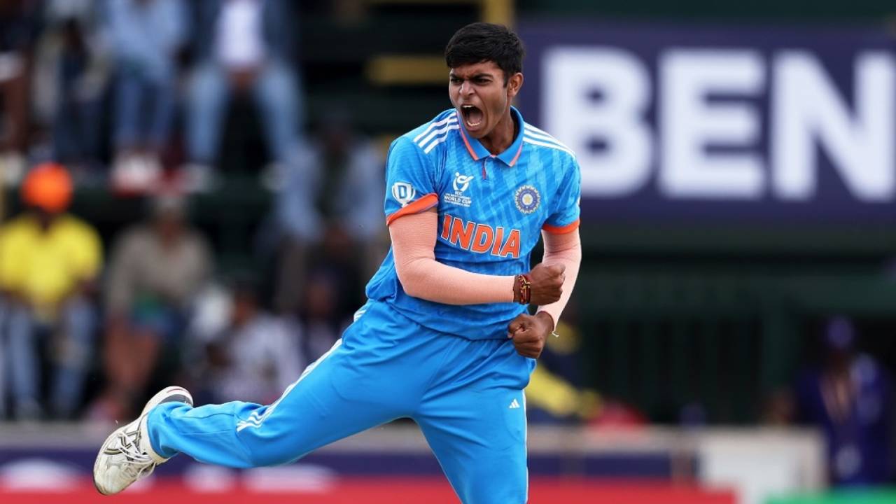 Raj Limbani struck a telling blow when he removed Ryan Hicks for 20, Australia vs India, final, Benoni, Under-19 World Cup, February 11, 2024