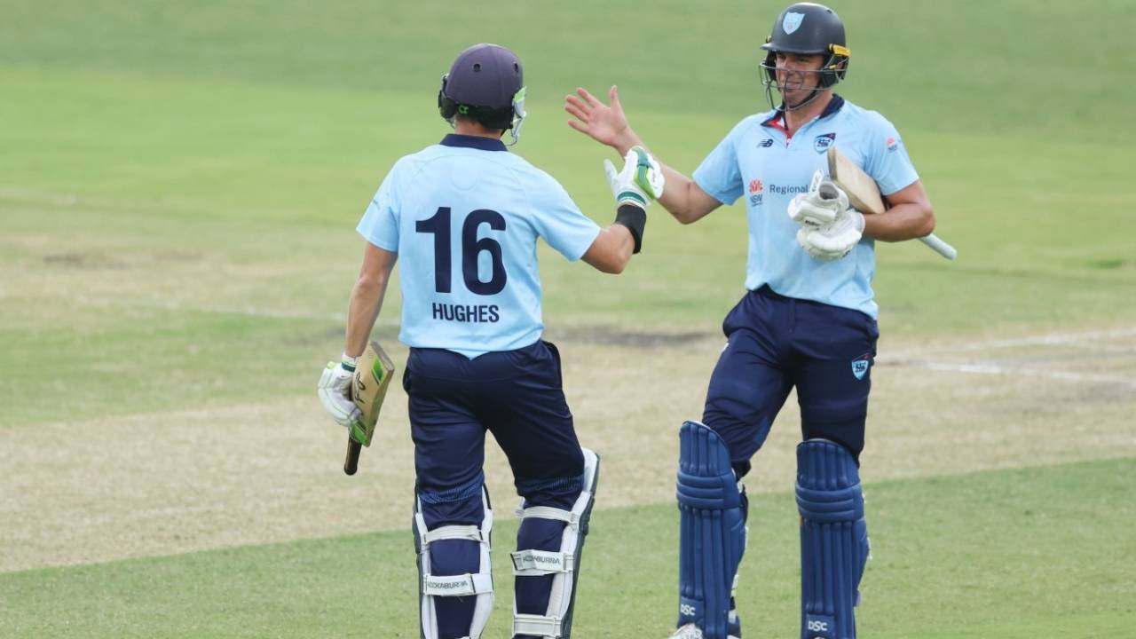 Daniel Hughes and Moises Henriques shared a match-winning 129-run stand, New South Wales vs Victoria, Marsh Cup, North Sydney Oval, February 14, 2024