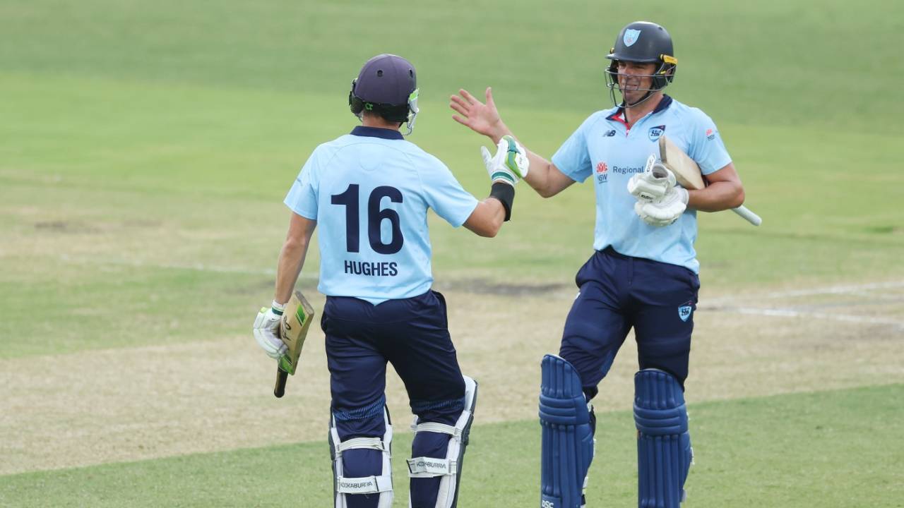 Daniel Hughes and Moises Henriques shared a match-winning 129-run stand, New South Wales vs Victoria, Marsh Cup, North Sydney Oval, February 14, 2024