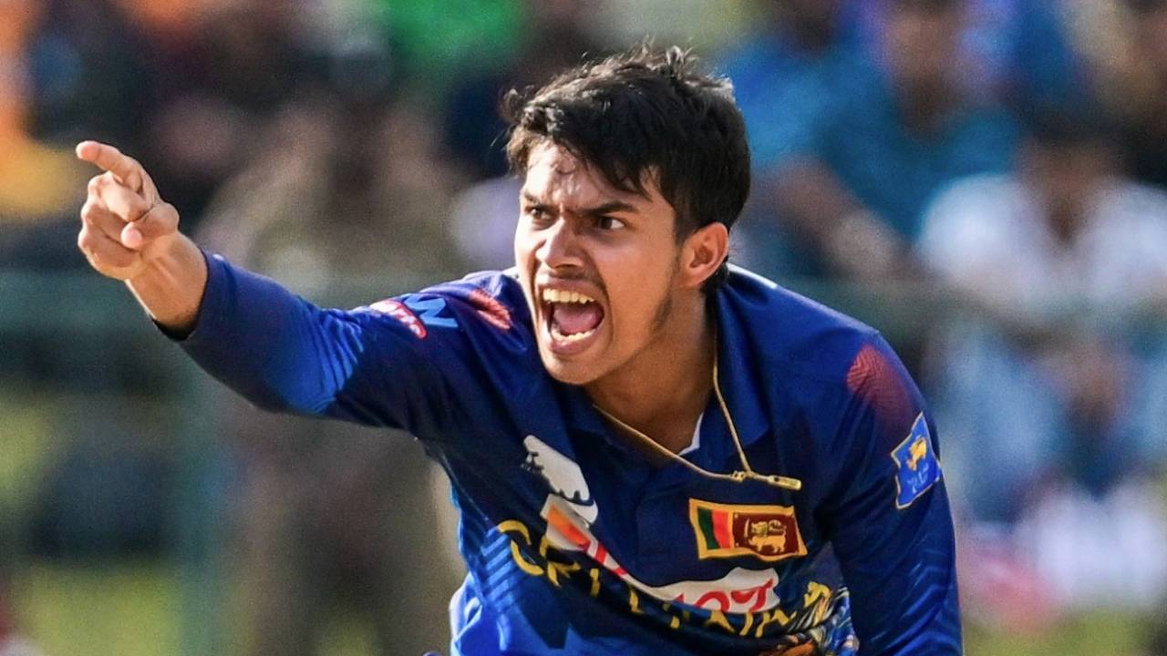 Dunith Wellalage trapped a set Rahmat Shah lbw&nbsp;&nbsp;&bull;&nbsp;&nbsp;AFP/Getty Images