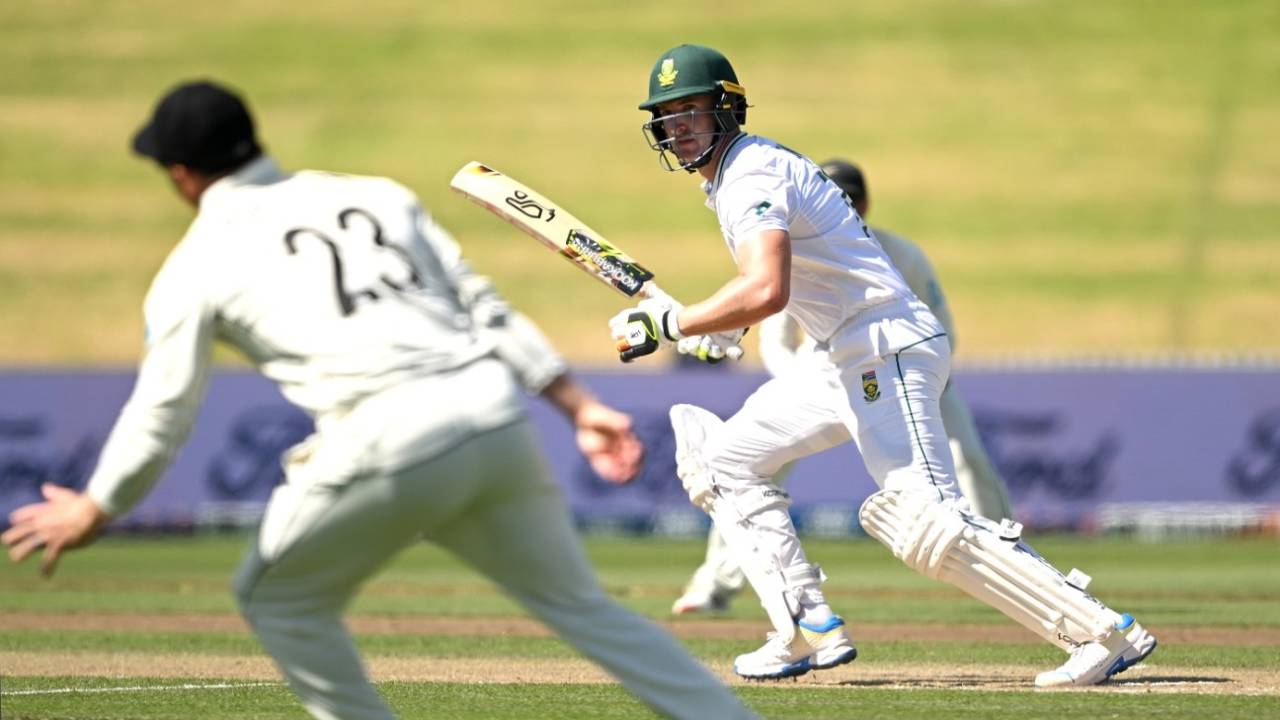 Neil Brand sends one through the off side, New Zealand vs South Africa, 2nd Test, Hamilton, 3rd day, February 15, 2024