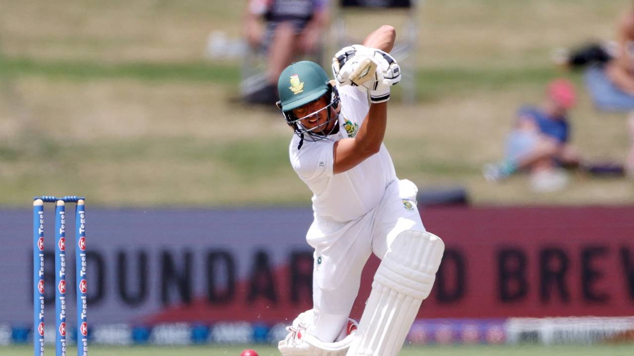 Zubayr Hamza unfurls a cover drive, New Zealand vs South Africa, 2nd Test, Hamilton, 3rd day, February 15, 2024
