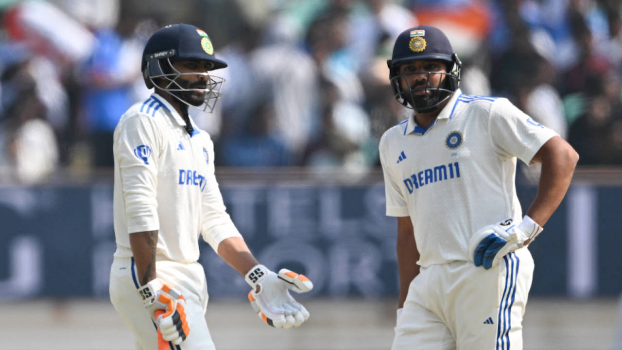 Rohit Sharma and Ravindra Jadeja put on India's first century partnership of the series&nbsp;&nbsp;&bull;&nbsp;&nbsp;AFP via Getty Images
