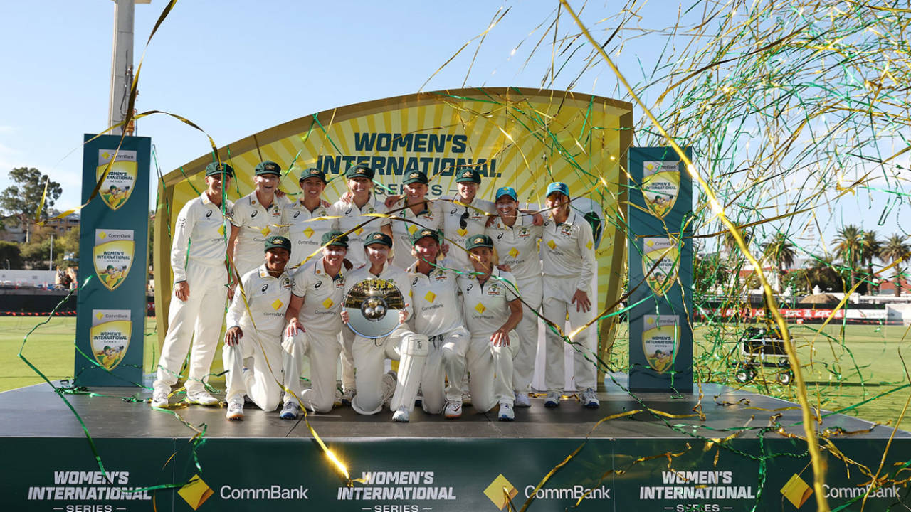 Australia celebrate their victory in the multi-format series&nbsp;&nbsp;&bull;&nbsp;&nbsp;Getty Images and Cricket Australia