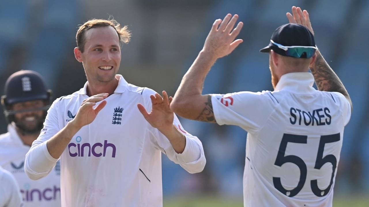 Tom Hartley got the wicket of Rajat Patidar late in the day, India vs England, 3rd Test, Rajkot, 3rd day, February 17, 2024