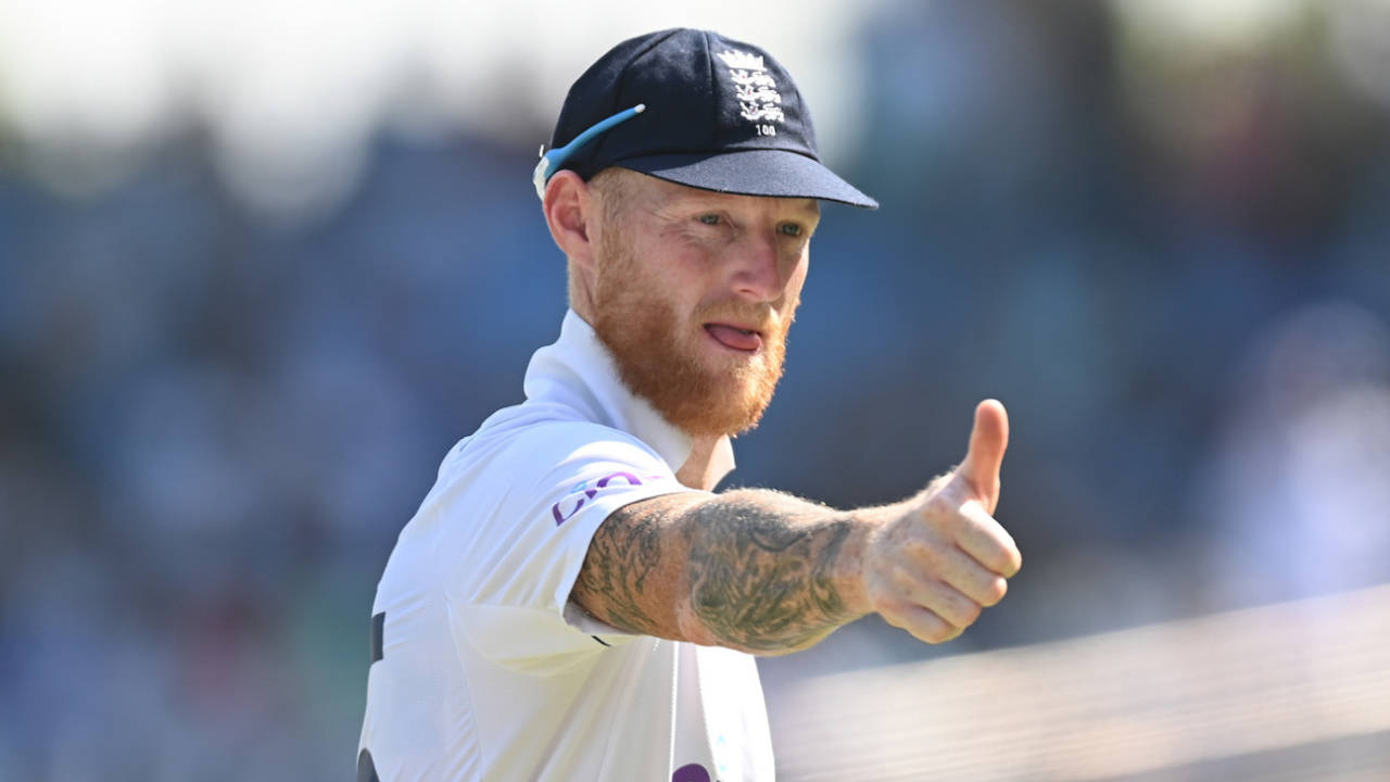 Ben Stokes flashes the thumbs up, India vs England, 3rd Test, Rajkot, 4th day, February 18, 2024