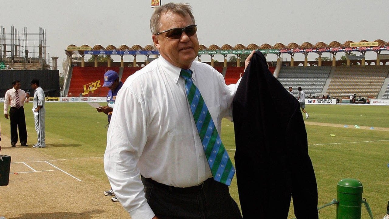 Mike Procter in his match referee avatar in Lahore in 2008. Procter refereed in 224 internationals between 2002 and 2008&nbsp;&nbsp;&bull;&nbsp;&nbsp;Prakash Singh/AFP/Getty Images