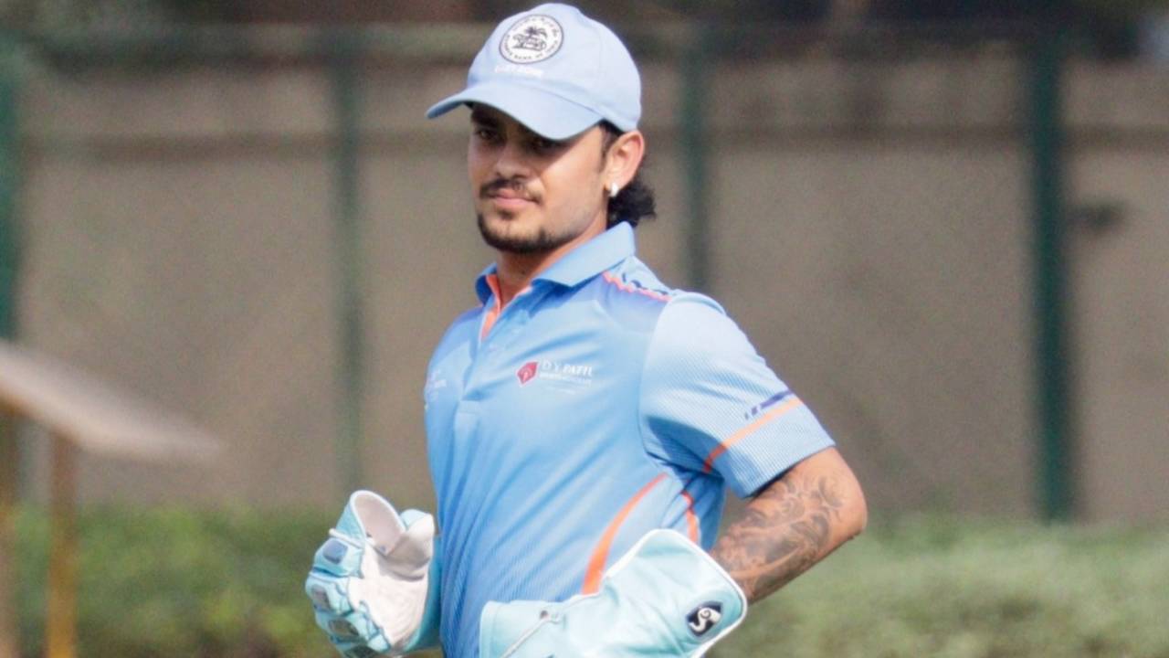 Ishan Kishan during a DY Patil T20 Cup game, RBI vs Route Mobile, DY Patil University Ground, February 27, 2024