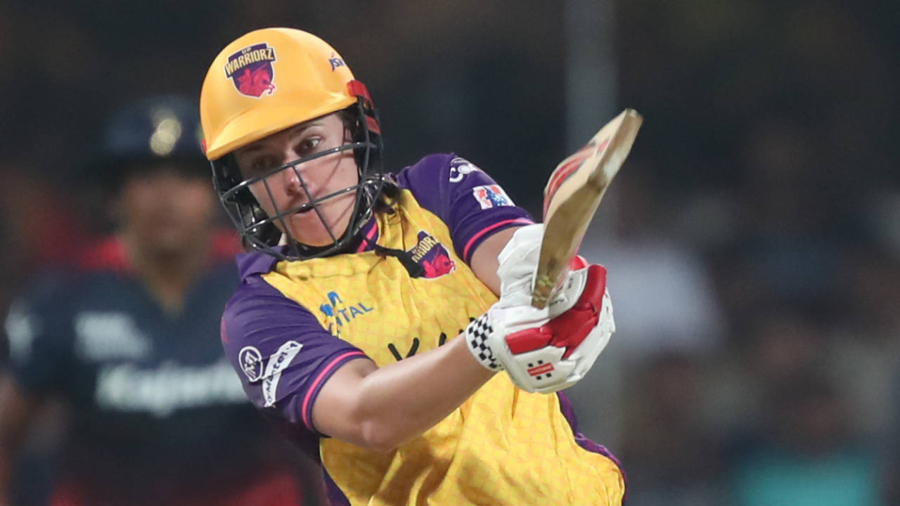 Tahlia McGrath gives the ball a good thwack, Royal Challengers Bangalore vs UP Warriorz, WPL, Bengaluru, February 24, 2024