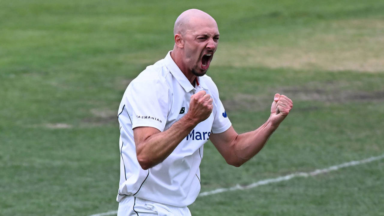 Gabe Bell was among the wickets, Tasmania vs Victoria, Sheffield Shield, Hobart, March 1, 2024