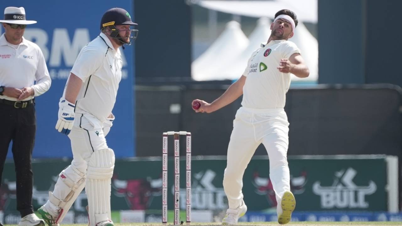 Naveed Zadran picked up wickets off back-to-back deliveries in his first over, Afghanistan vs Ireland, Only Test, Abu Dhabi, 3rd day, March 1, 2024