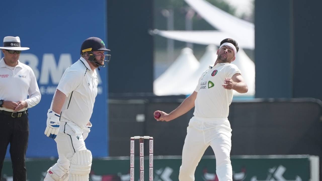 Naveed Zadran picked up wickets off back-to-back deliveries in his first over, Afghanistan vs Ireland, Only Test, Abu Dhabi, 3rd day, March 1, 2024