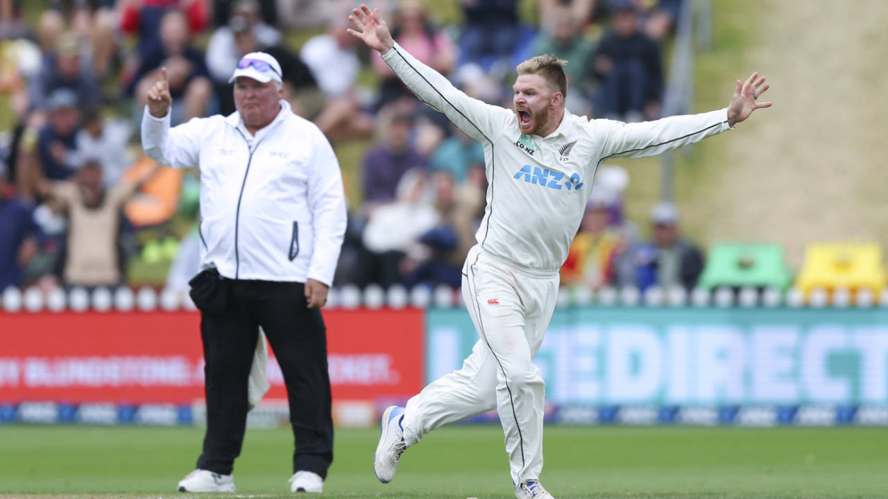 Glenn Phillips went all out with his five-for celebrations, 1st Test, Wellington, 3rd day, March 2, 2024
