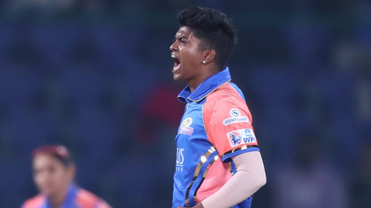 Pooja Vastrakar exults after dismissing Meg Lanning, Delhi Capitals vs Mumbai Indians, WPL 2024, Delhi, March 5, 2024