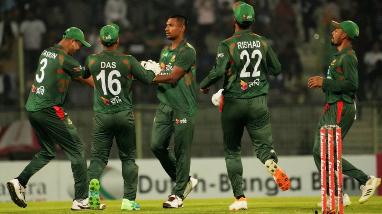 Mustafizur Rahman celebrates a wicket, Bangladesh vs Sri Lanka, 2nd T20I, Sylhet, March 6, 2024
