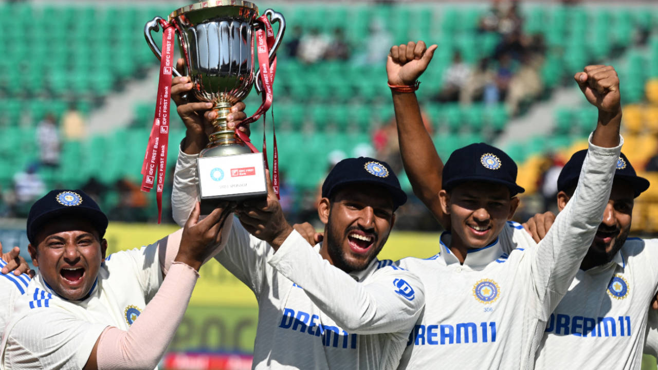 Young guns: Sarfaraz Khan, Dhruv Jurel and Yashasvi Jaiswal celebrate India's 4-1 win&nbsp;&nbsp;&bull;&nbsp;&nbsp;AFP/Getty Images