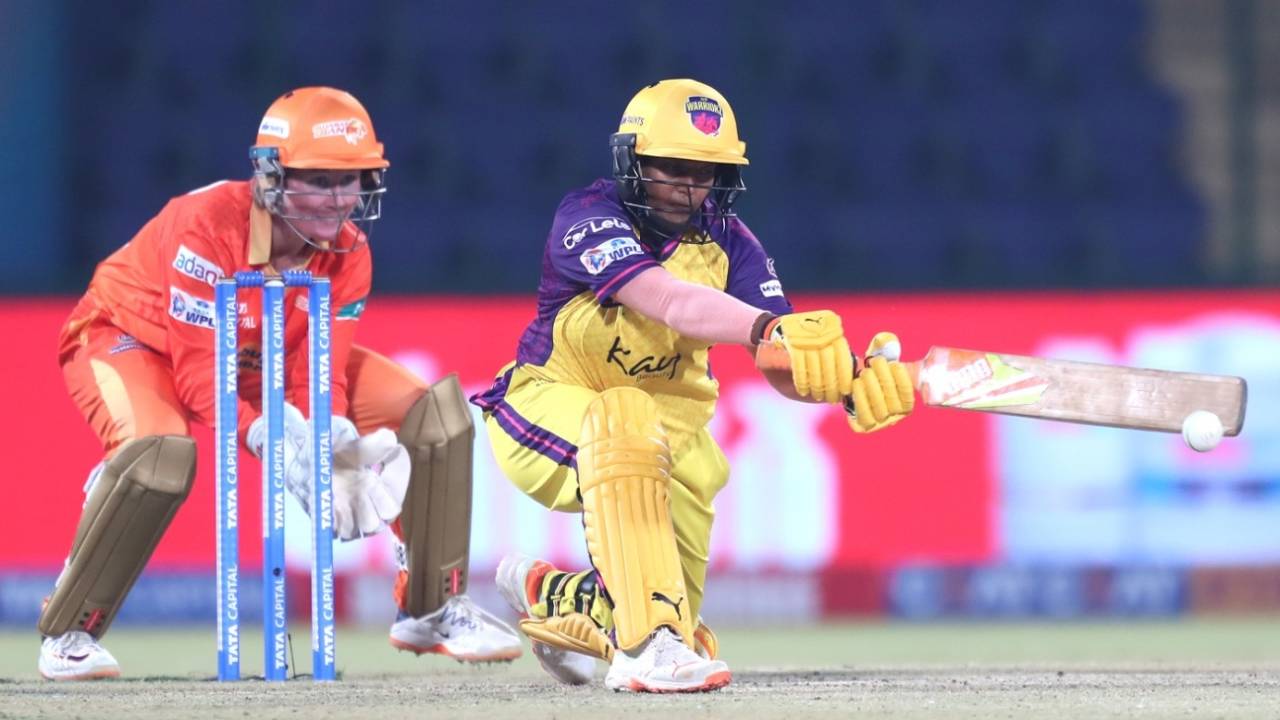 Deepti Sharma held firm but Warriorz continued to lose wickets at the other end, Gujarat Giants vs UP Warriorz, WPL, Delhi, March 11, 2024