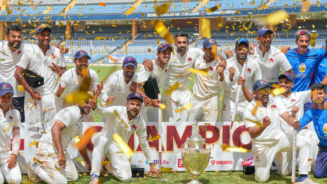 Mumbai celebrate their 42nd Ranji Trophy win