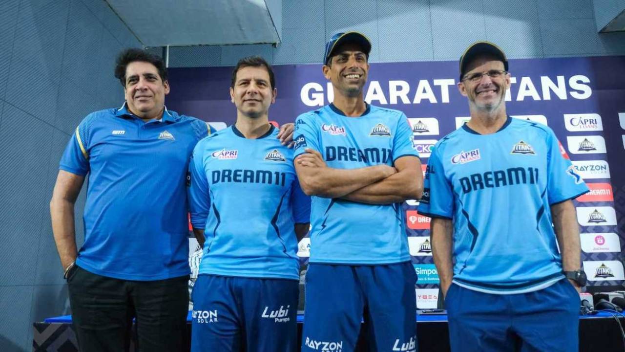 Vikram Solanki, Ashish Nehra, and Gary Kirsten - part of Gujarat Titans' coaches and support staff - get clicked, IPL 2024, 21 March, 2024