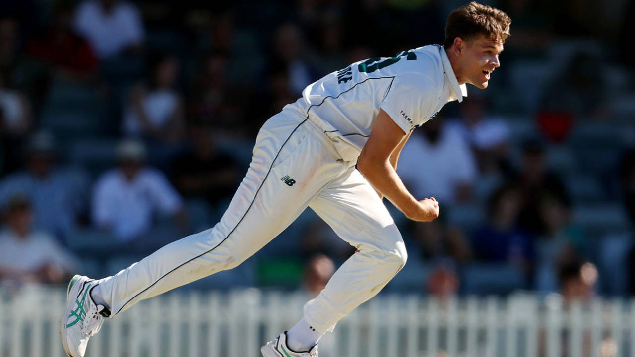 Iain Carlisle struck with the short ball, Western Australia vs Tasmania, Sheffield Shield, Final, WACA, March 23, 2024