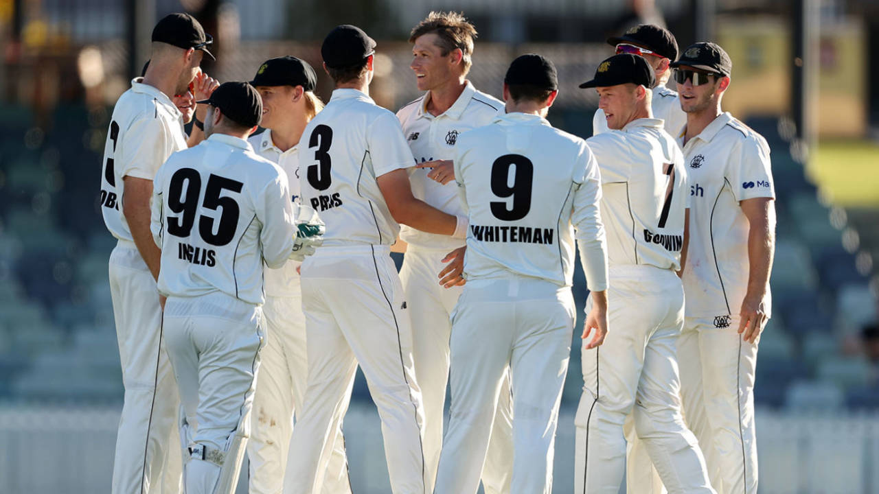 Cameron Gannon was in the wickets again late in the day, Western Australia vs Tasmania, Sheffield Shield, Final, WACA, March 24, 2024
