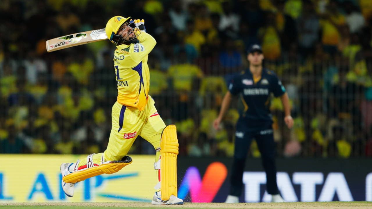 Sameer Rizvi deposited Rashid Khan in the stands first ball on IPL debut, and repeated the dose three balls later, Chennai Super Kings vs Gujarat Titans, IPL 2024, Chennai, March 26, 2024