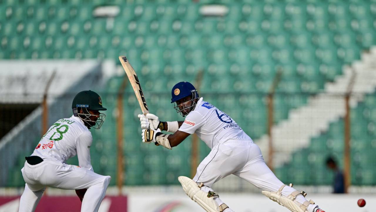 Angelo Mathews had to chip away while losing partners at the other end, Bangladesh vs Sri Lanka, 2nd Test, Chattogram, 3rd day, April 01, 2024