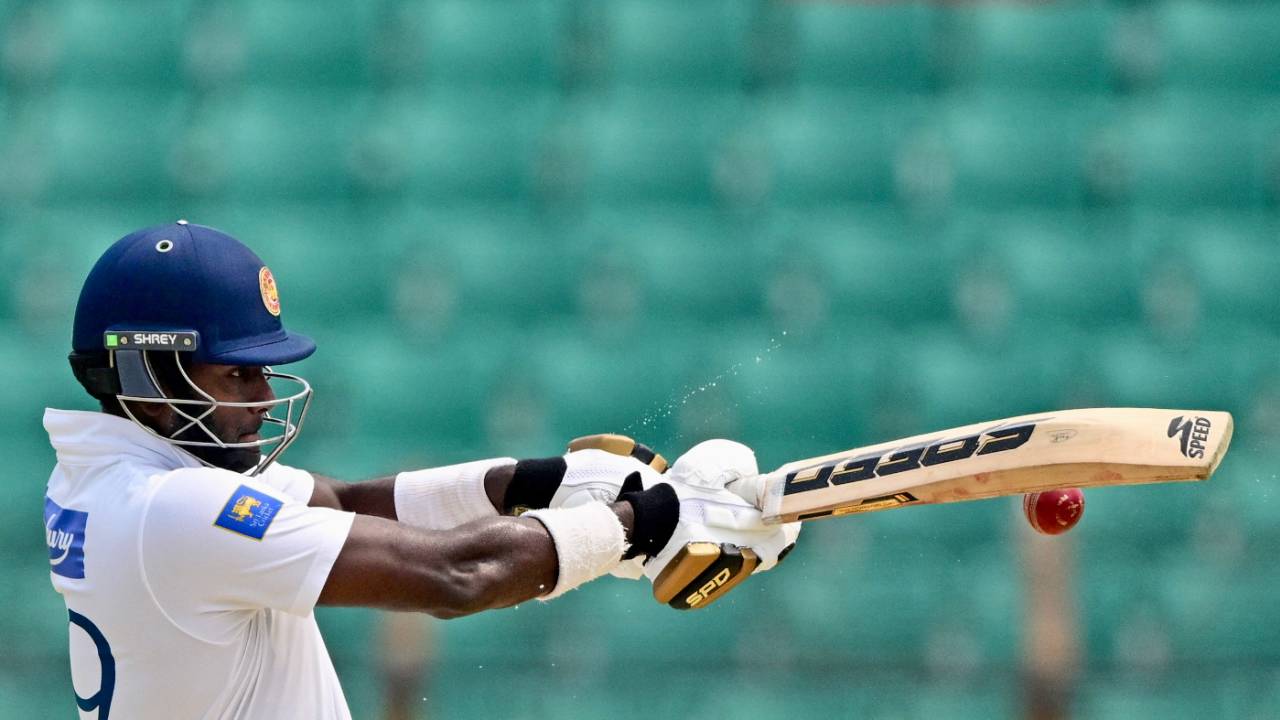 Angelo Mathews top scored in Sri Lanka's second innings with 56